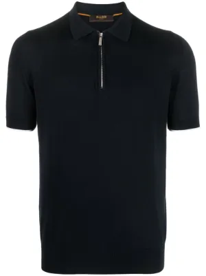 Mens zip 2025 neck polo shirt