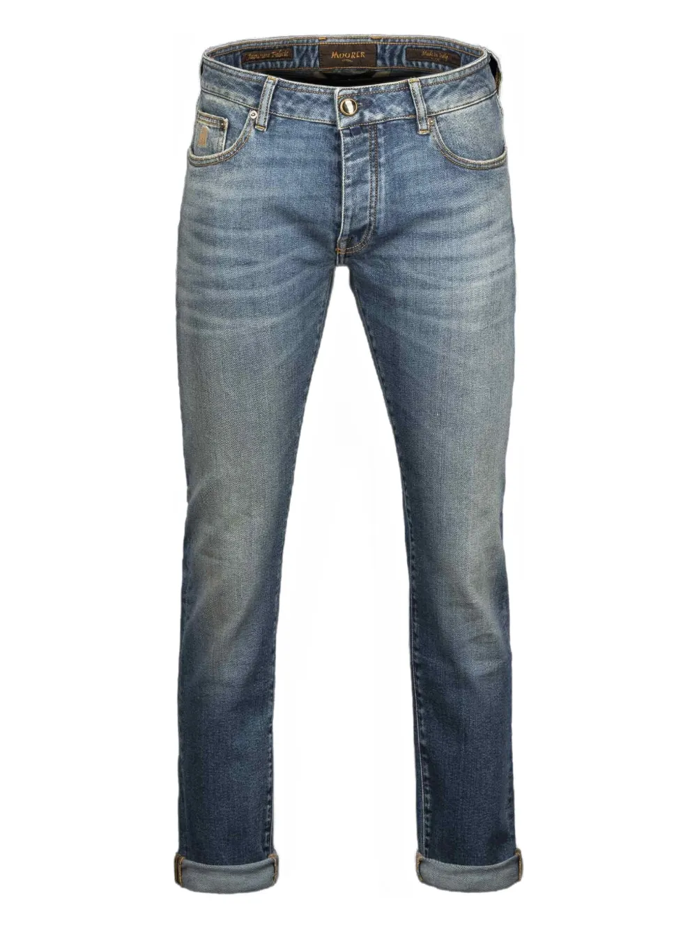 Moorer logo-patch cuffed jeans | Blue | Image 1