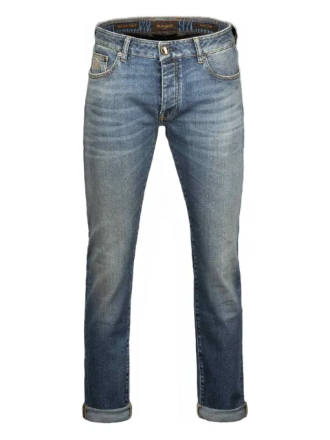 Moorer logo-patch cuffed jeans