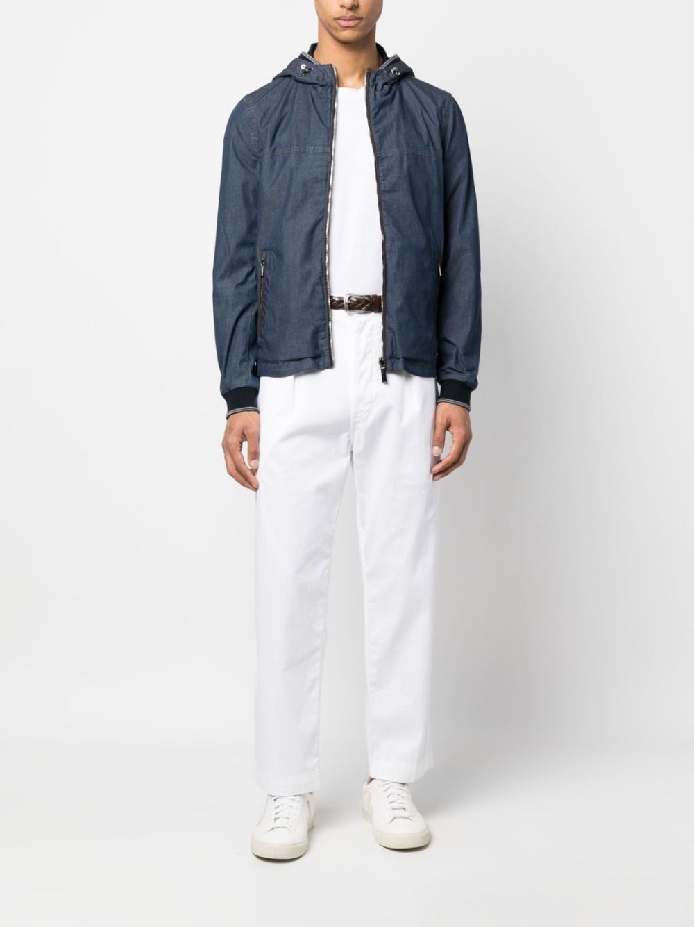 Shop Moorer Long-sleeve Denim Jacket In Blue