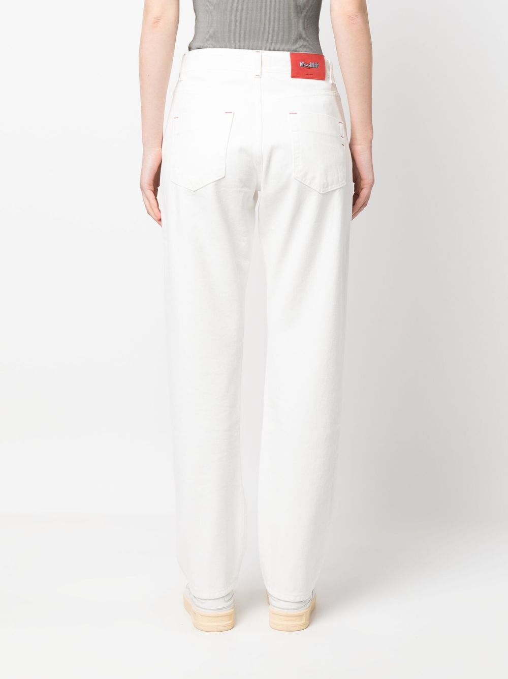 Shop Moorer Logo-patch Straight-leg Jeans In White