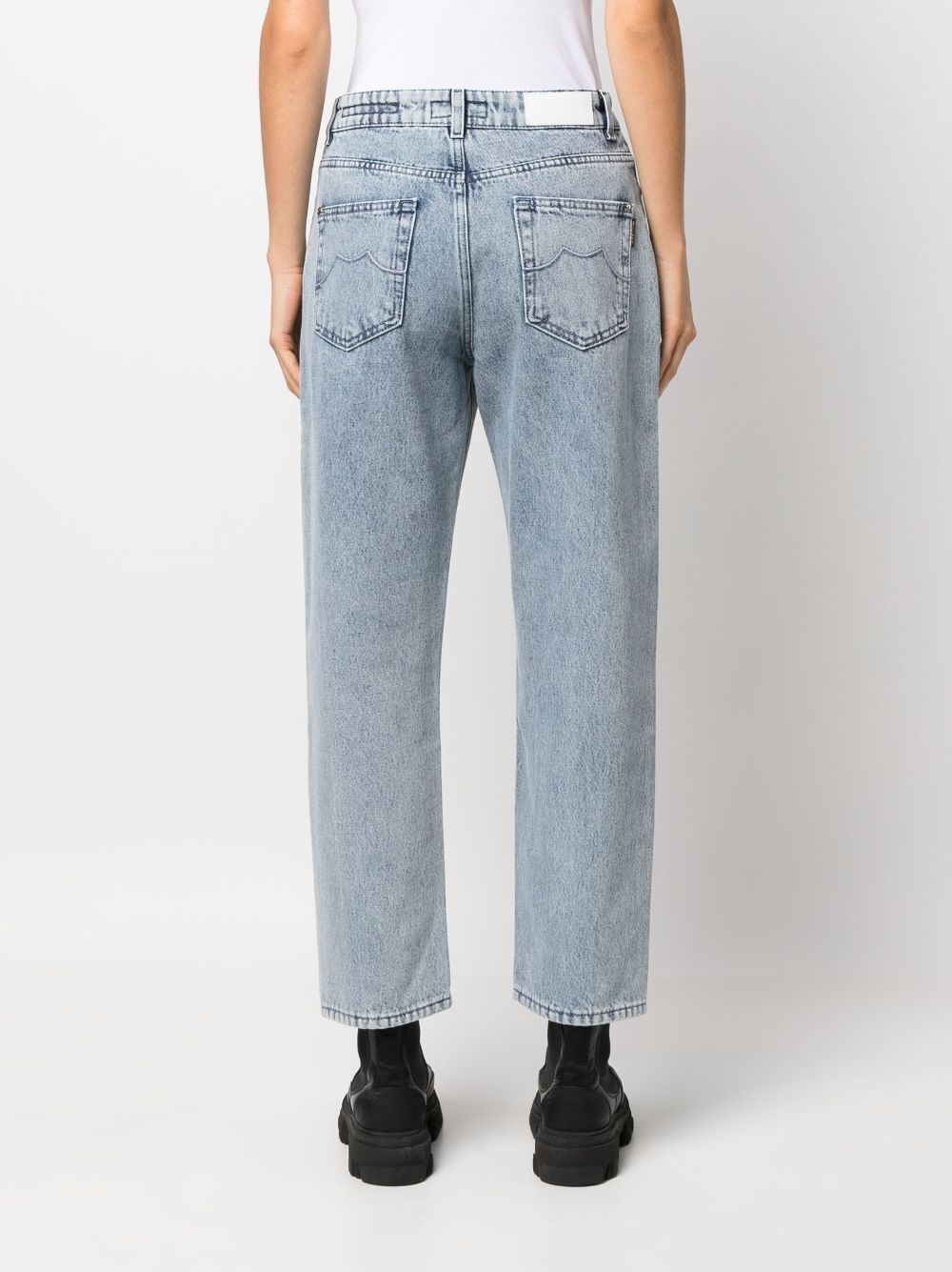 Shop Moorer Phoebe High-rise Cropped Jeans In Blue