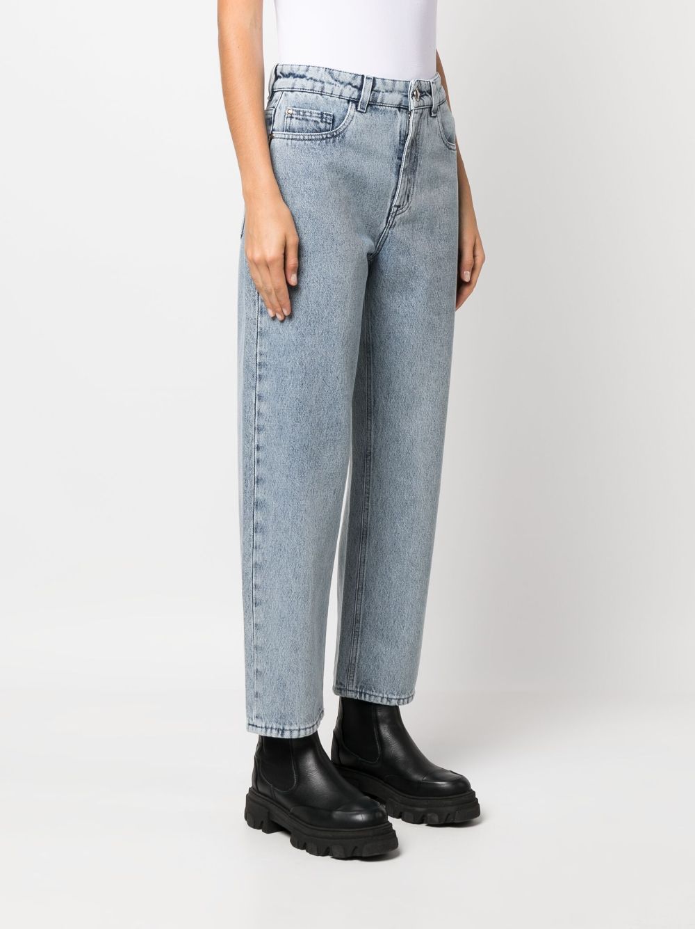 Shop Moorer Phoebe High-rise Cropped Jeans In Blue