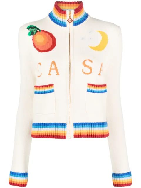 Casablanca Casa-intarsia zip-up cardigan