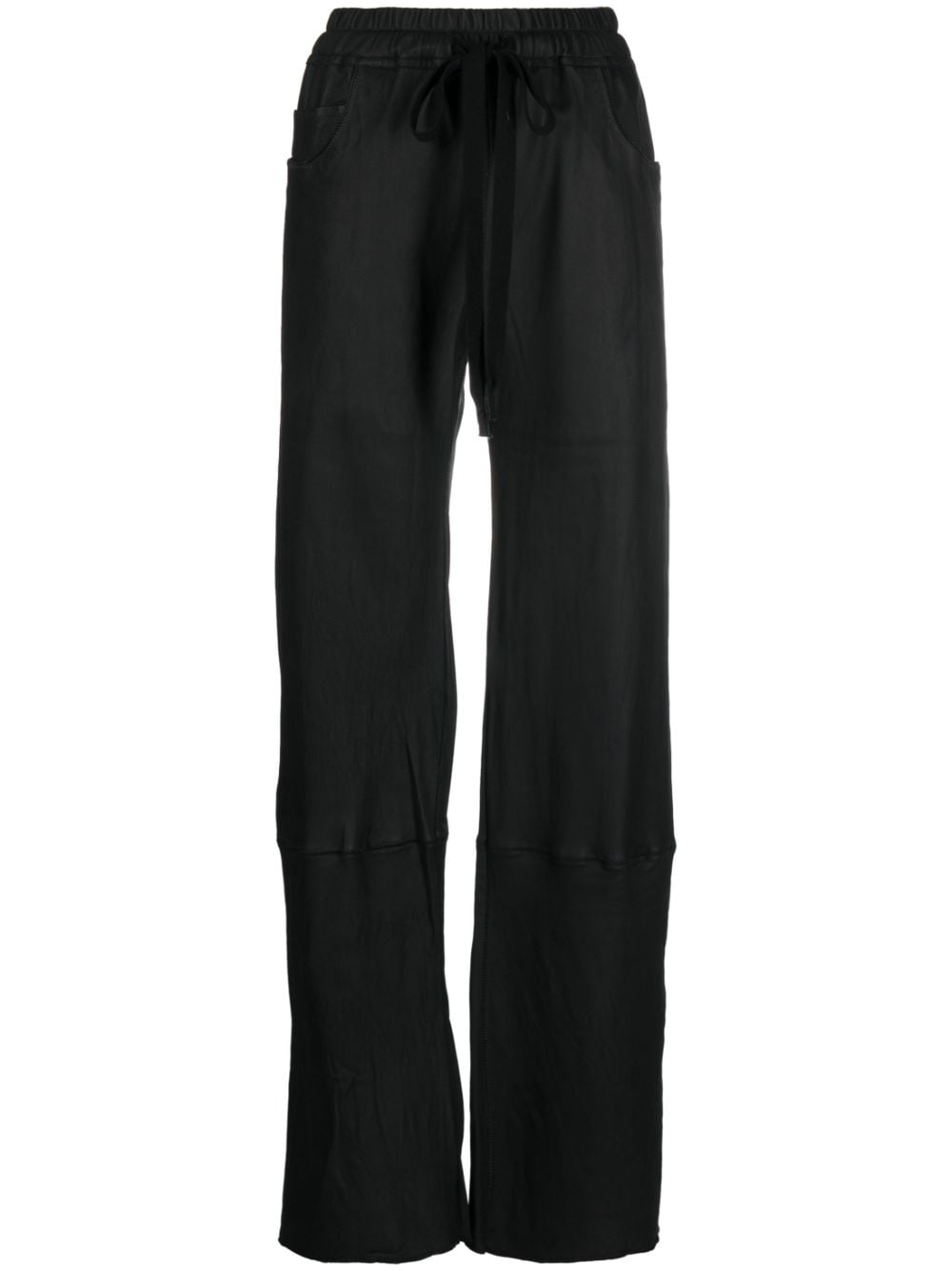 Shop Isaac Sellam Experience Drawstring Leather Trousers In Black