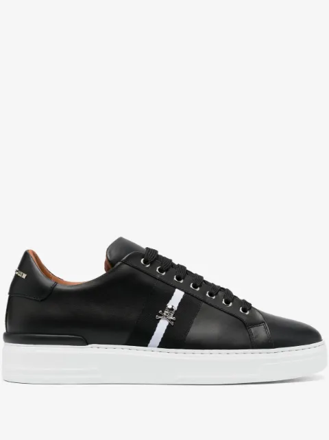 Philipp Plein skull-plaque striped low-top sneakers