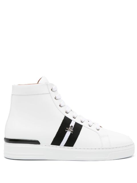 Philipp Plein skull-charm leather sneakers Men