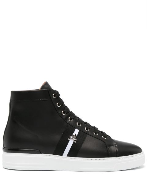 Philipp Plein skull-charm leather sneakers Men