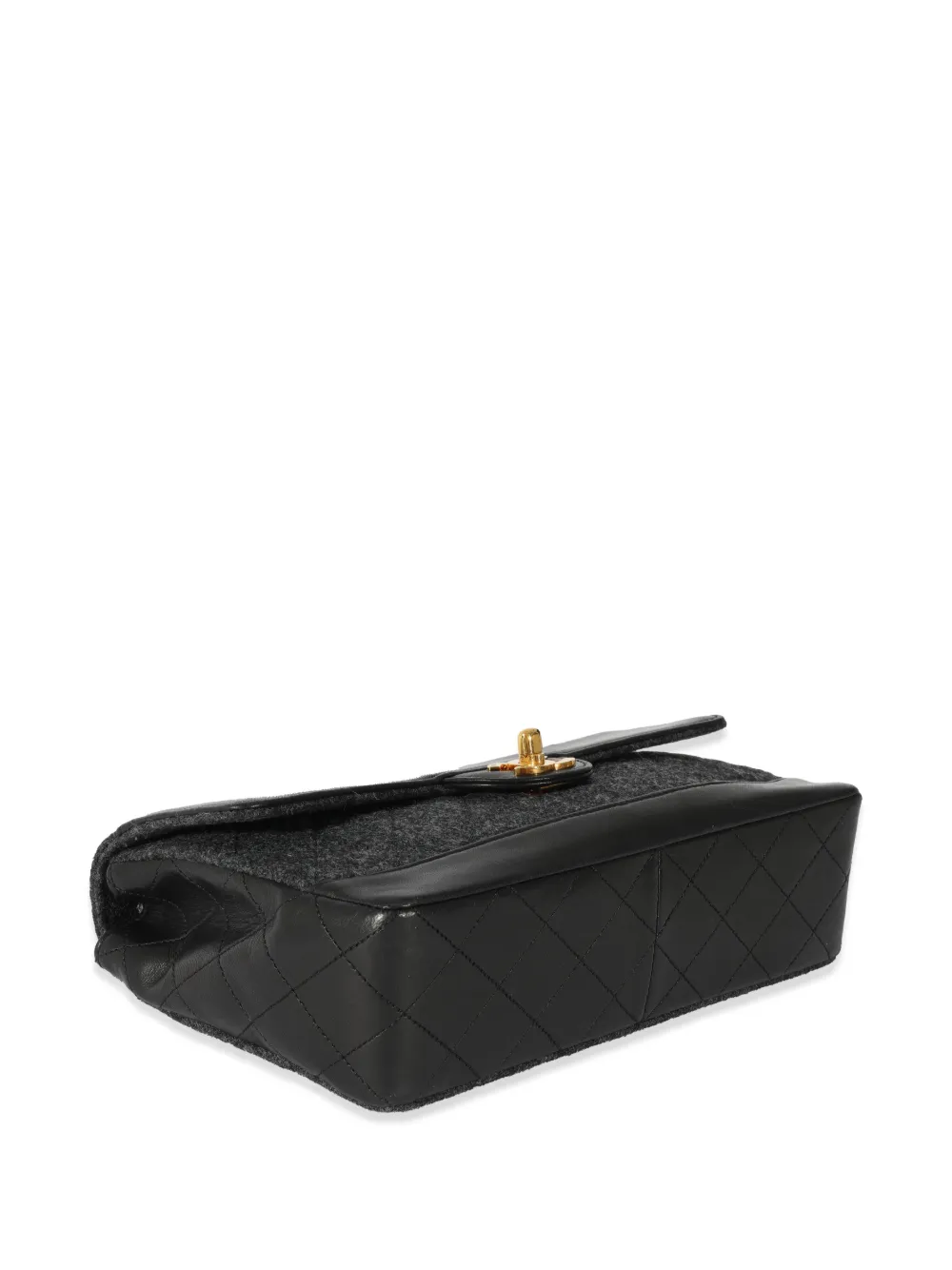 Preowned Chanel Felt Classic Flap Shoulder Bag In Black ModeSens