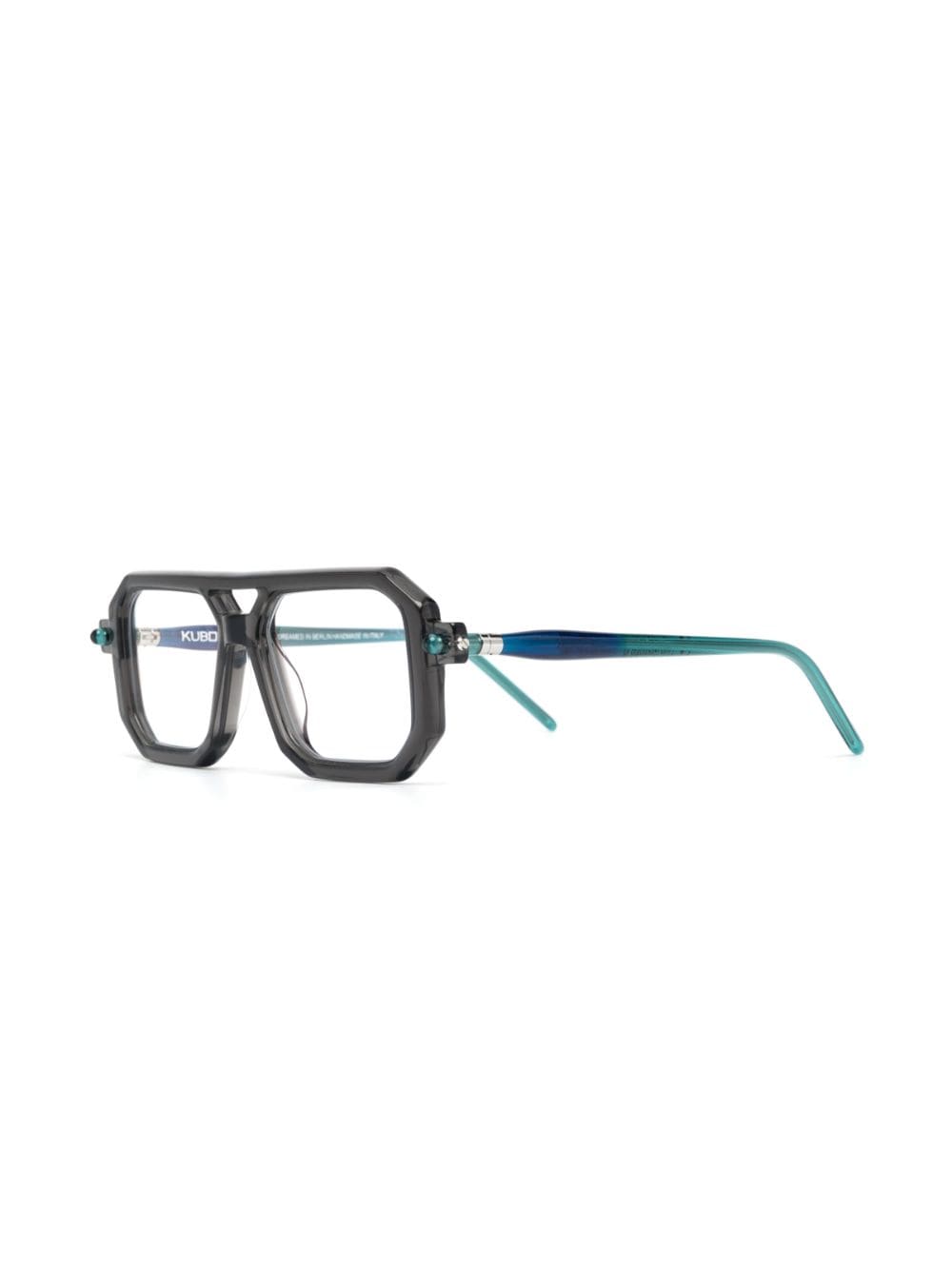 Shop Kuboraum Clear-lenses Pilot-frame Glasses In Grey