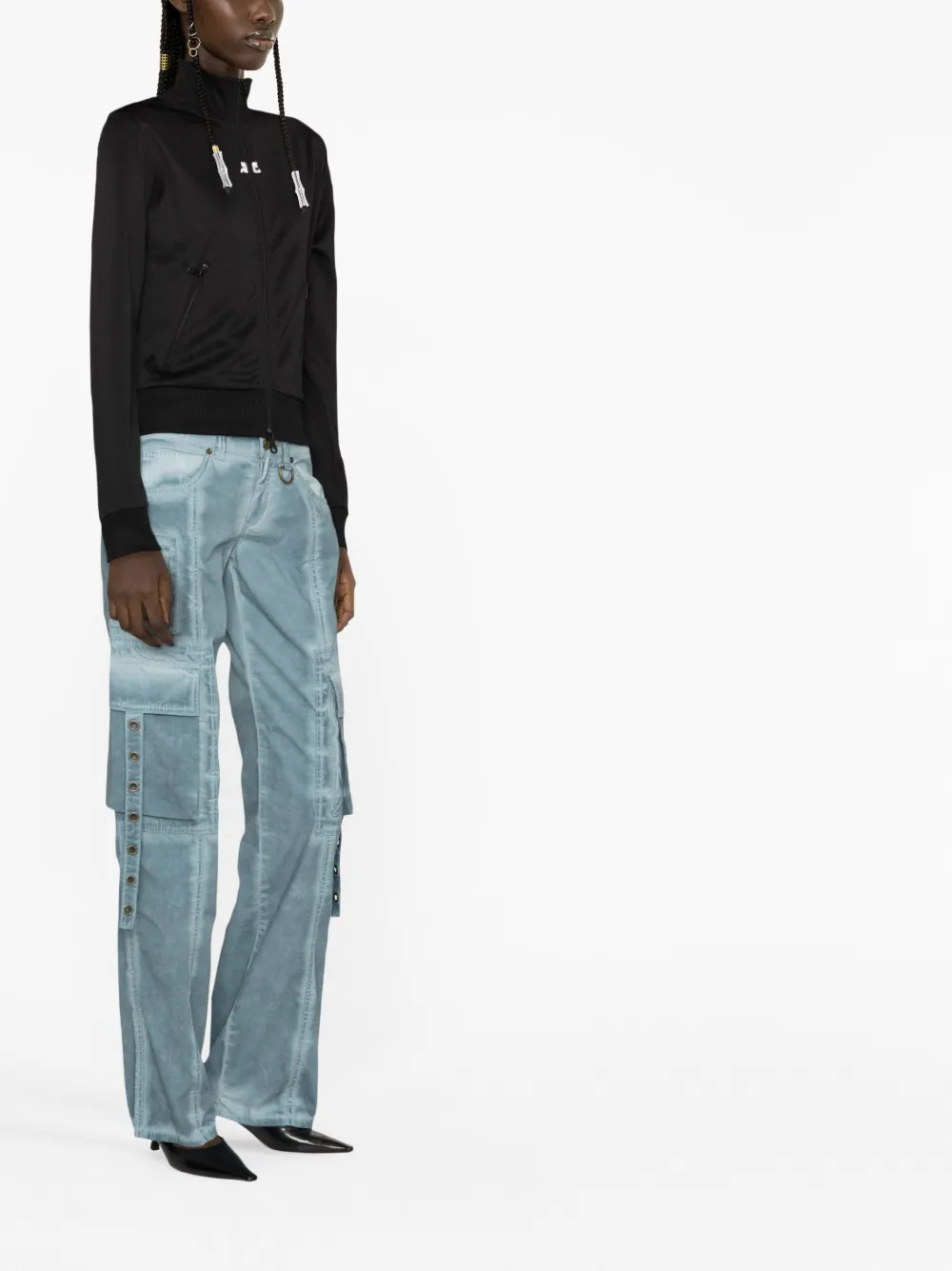 Courrèges Logo-patch Zipped-up Jacket In Black