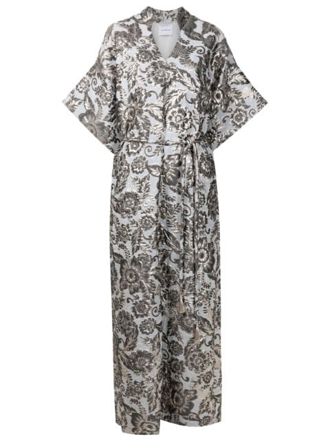Olympiah floral-embroidery floor-length dress