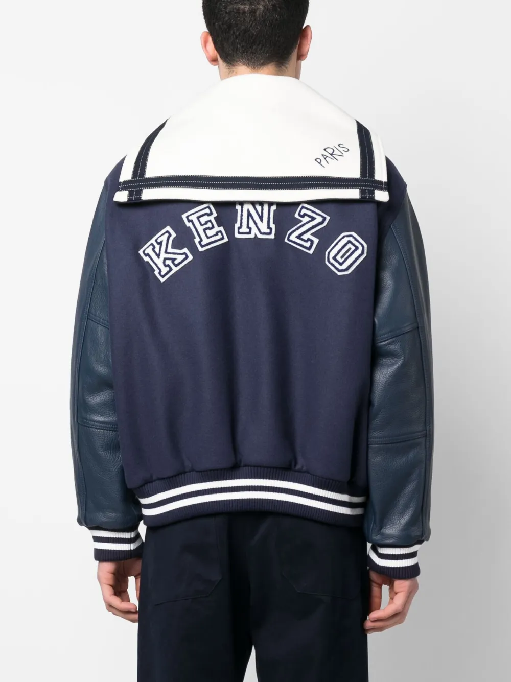 Shop Kenzo Logo-patch Bomber Jacket In Blau