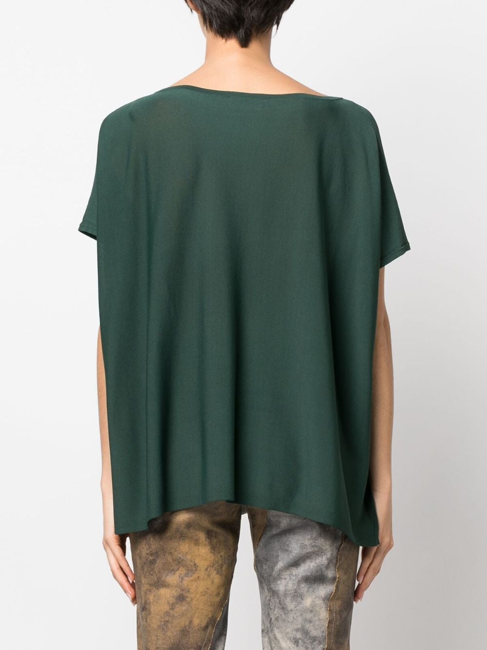 Shop P.a.r.o.s.h Short-sleeve Knitted Blouse In Green