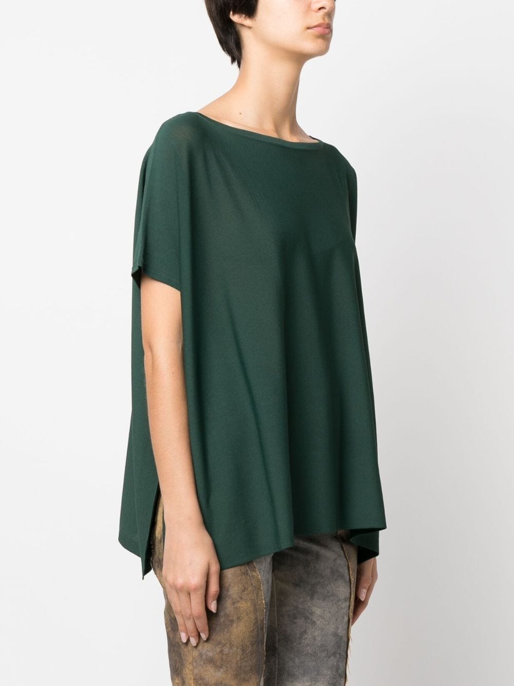 Shop P.a.r.o.s.h Short-sleeve Knitted Blouse In Green