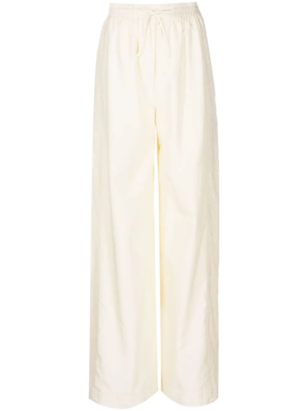 Jason Wu Lace-trim Wide-leg Pants In Plaster