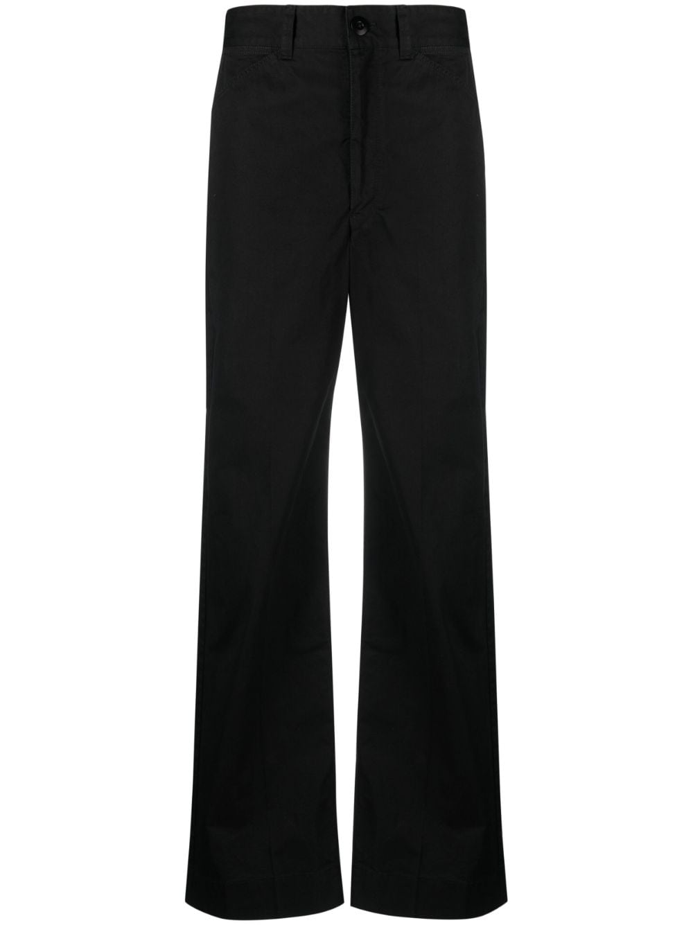Shop Lemaire High-waisted Cotton Trousers In Black