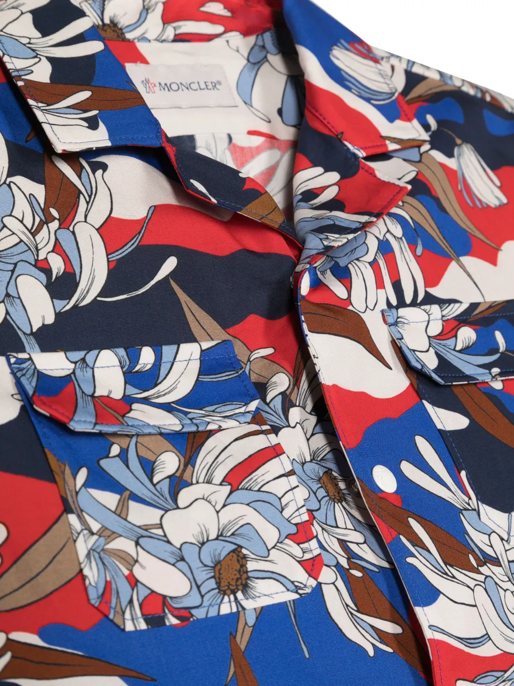  Moncler Enfant Floral-print Cotton Shirt - Blue 