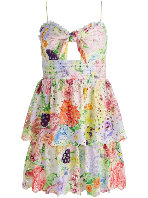 alice + olivia Fina floral-print tie-front minidress