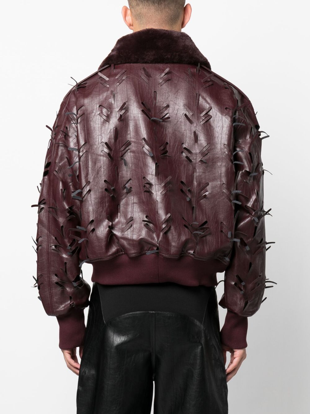 Shop Juntae Kim Distressed-effect Faux-leather Jacket In Rot