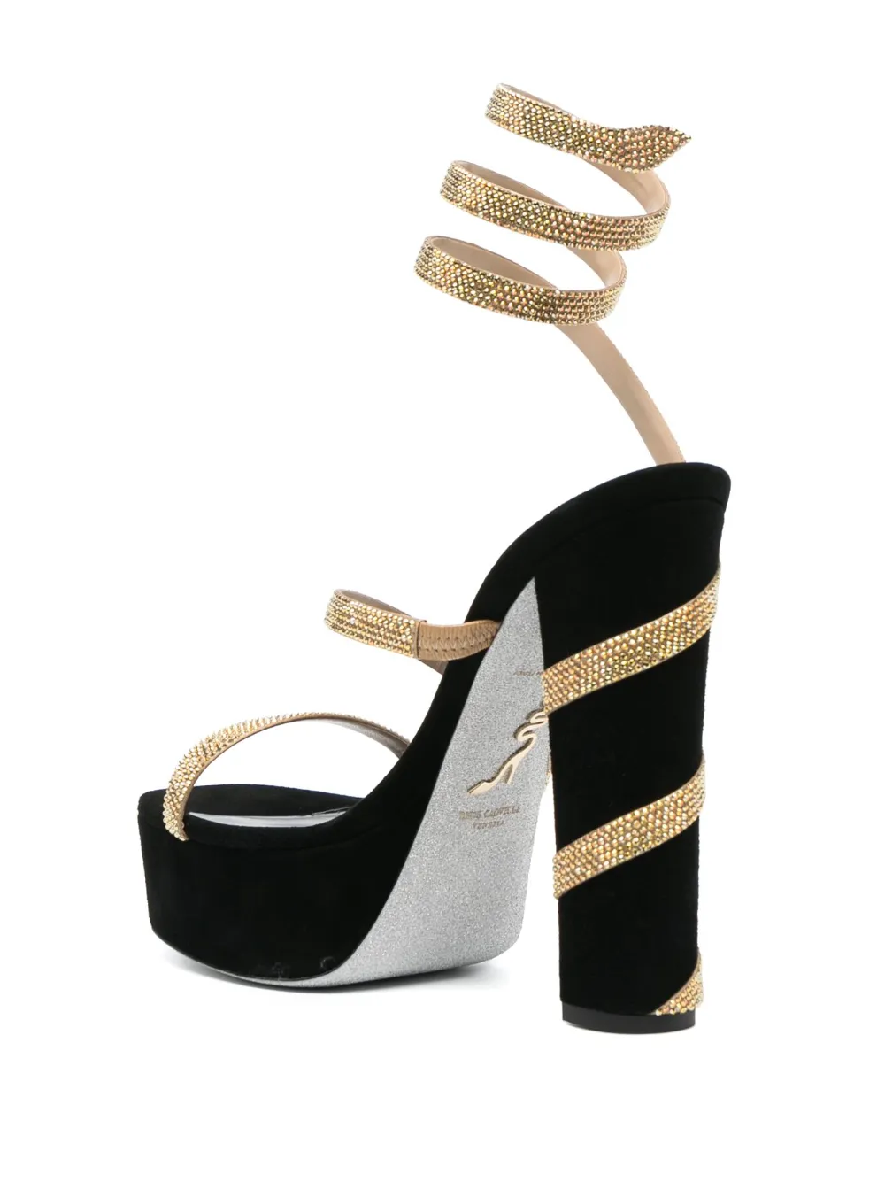 Shop René Caovilla Cleo 155mm Platform Sandals In Gold