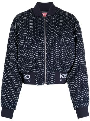 Kenzo Cloud Print Blue White Black Zip Through Bomber Coat Jacket