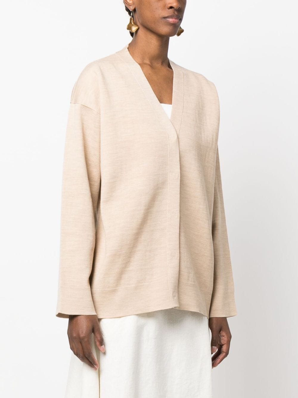 Shop Fendi Ff-motif V-neck Cardigan In Neutrals