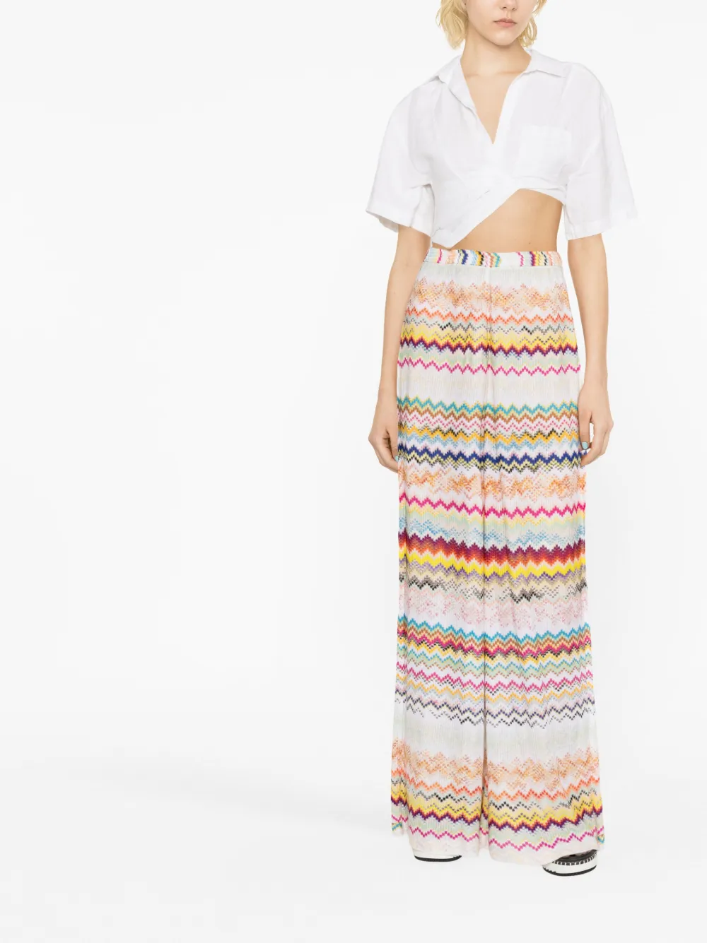 Missoni Zigzag Wide-leg Trousers In Blau