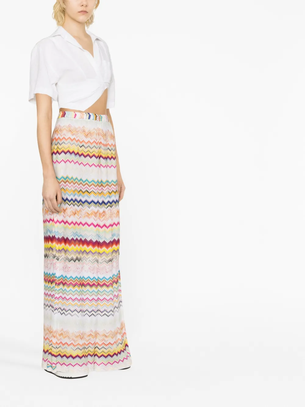 Missoni Zigzag Wide-leg Trousers In Blau