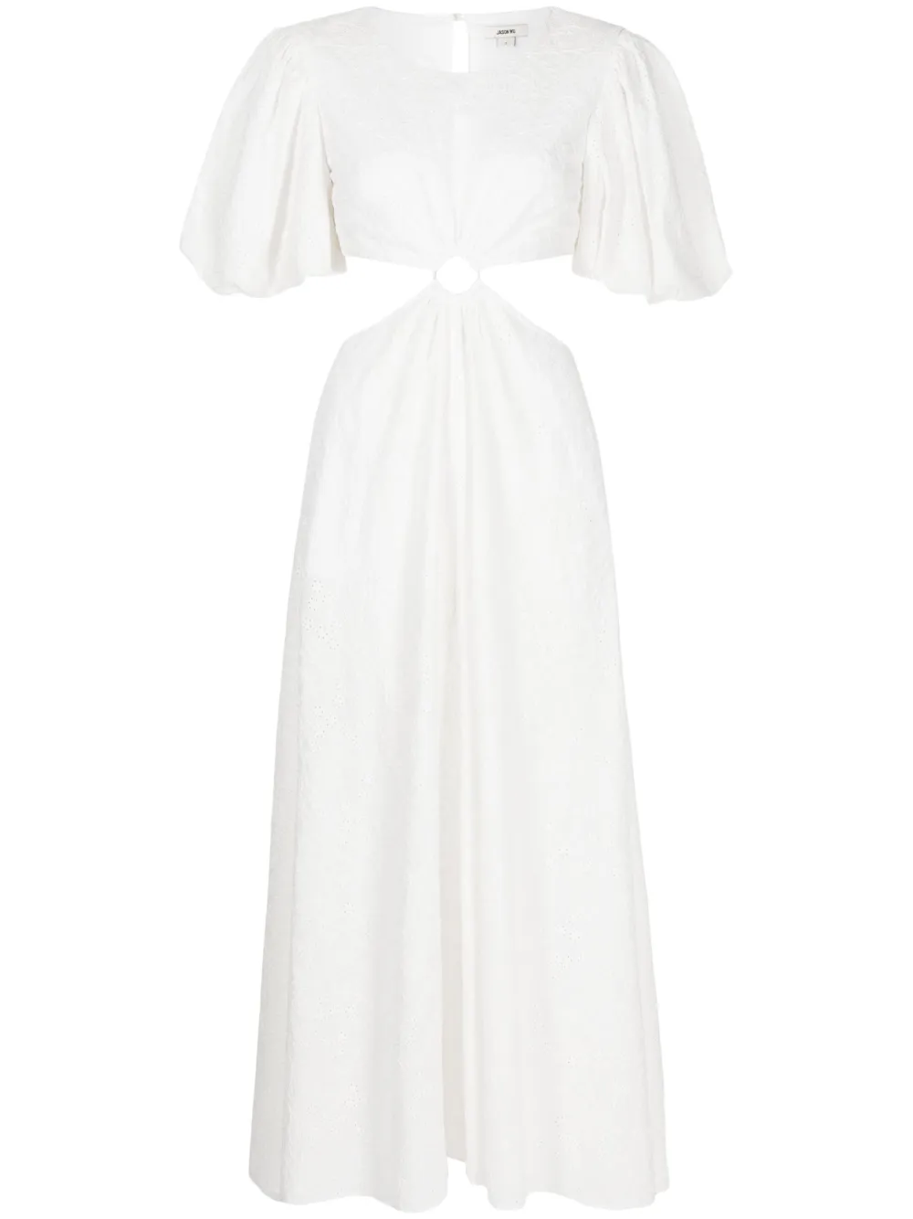 Jason Wu Women's Puff-sleeve Cut-out Midi-dress In Chalk