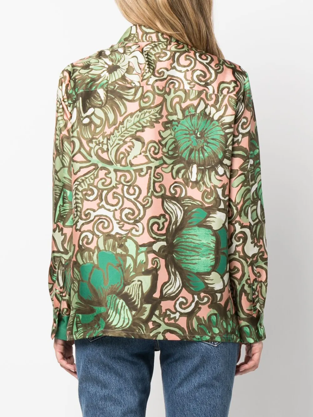 Shop La Doublej Boy Floral-print Silk Shirt In Green