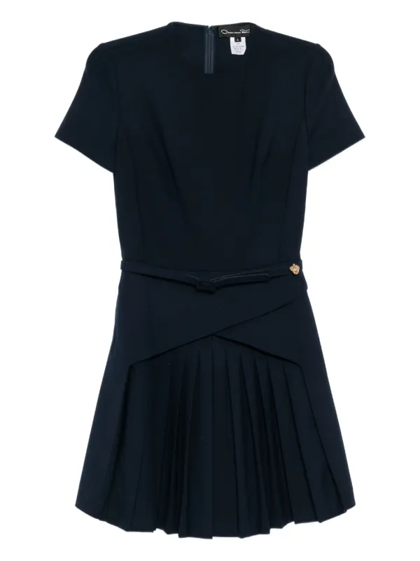 oscar de la renta pleated dress Oscar de la Renta Pleated Wool-Blend A-Line Dress