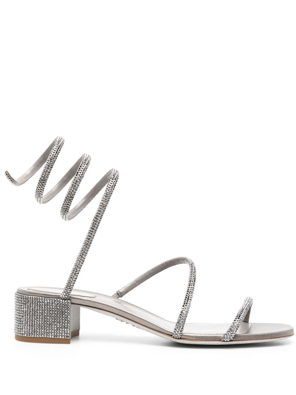 Shop René Caovilla Cleo 35mm Crystal-embellished Sandals In Silver