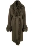 Blumarine fringe-trimmed virgin-wool coat - Green
