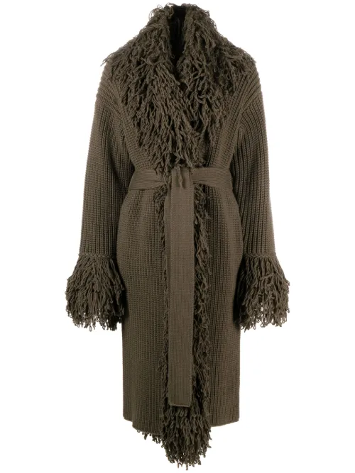 Manteau en laine vierge à franges - Blumarine - Modalova