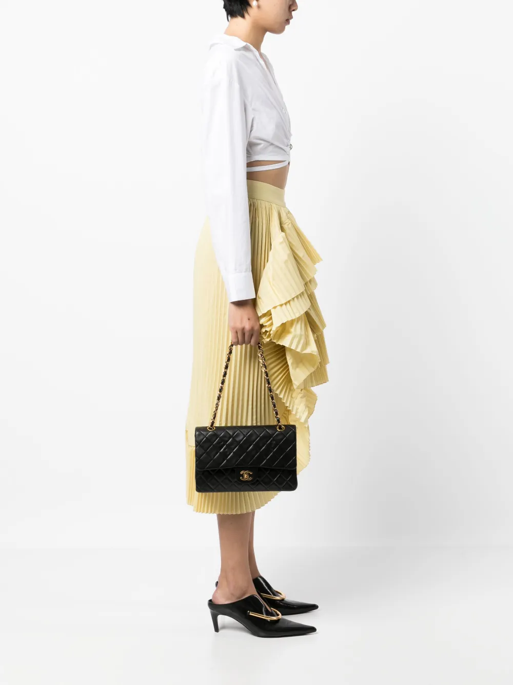 CHANEL Pre-Owned 1992 pre-owned schoudertas met dubbele omslag - Zwart