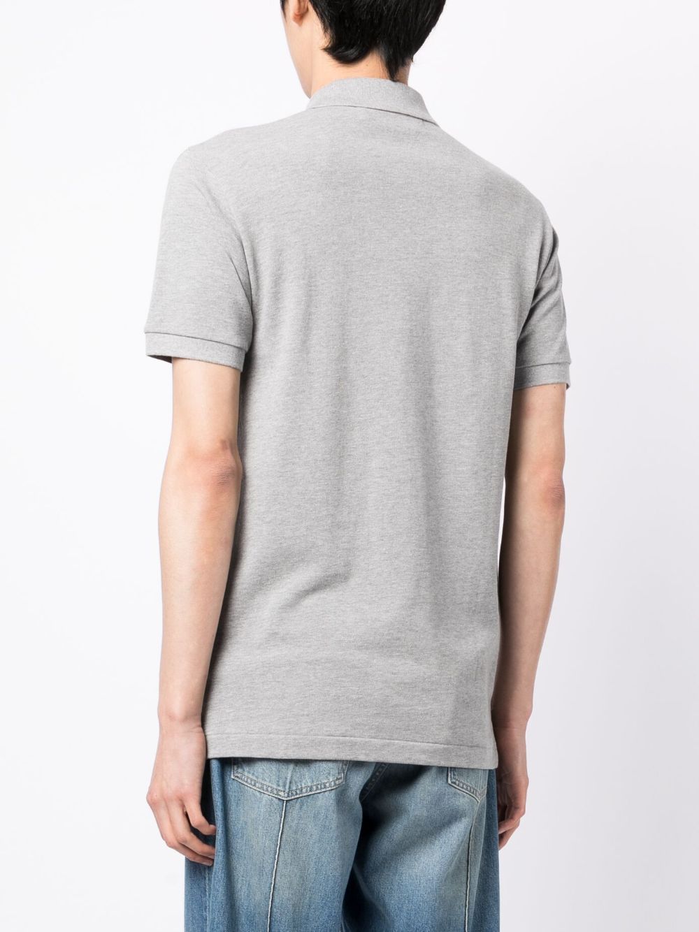 Shop Comme Des Garçons Play Logo-appliqué Cotton Polo Shirt In Grey