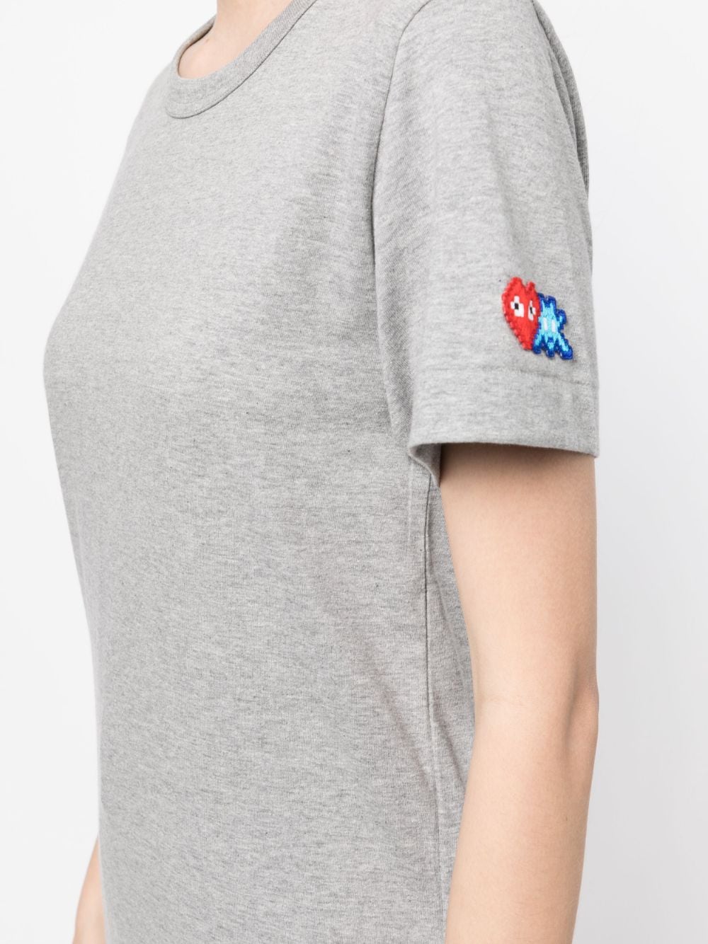 Shop Comme Des Garçons Play X Invader Pixelated-heart T-shirt In Grey