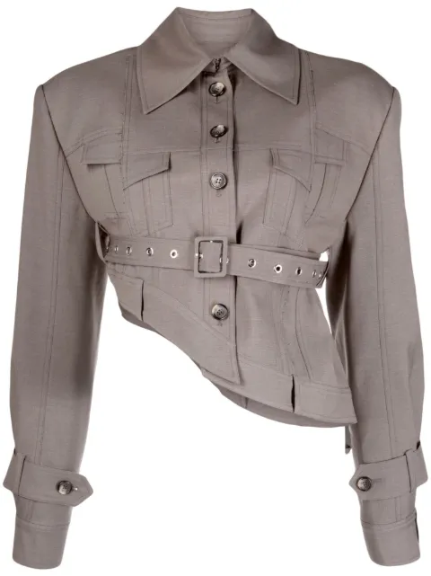 Rokh belted-waist asymmetric jacket