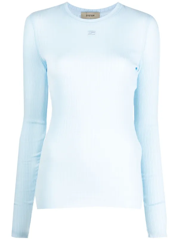 Women's Long-Sleeve Sheer Rib Crew Top