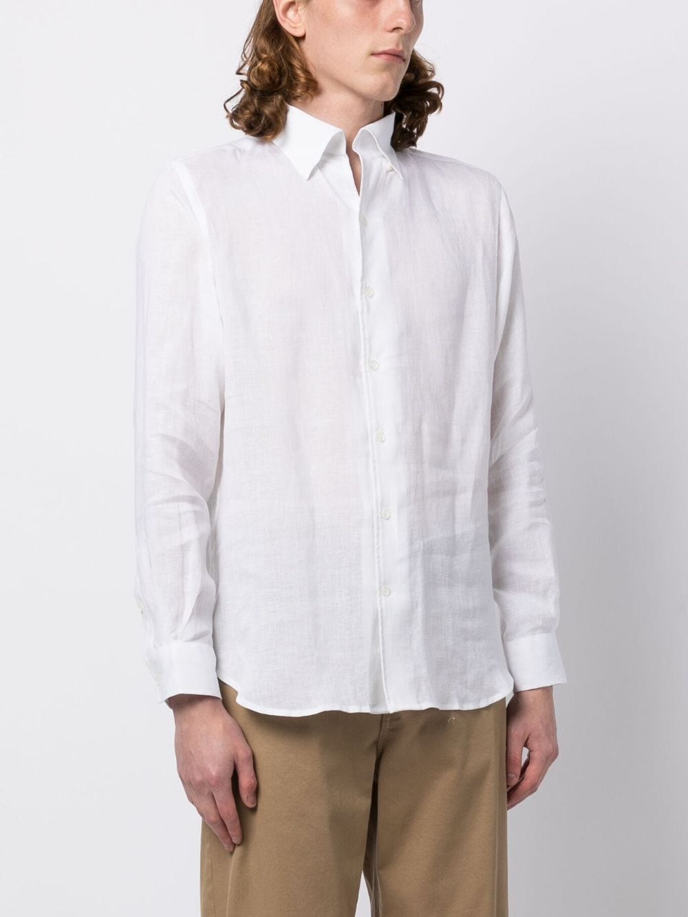 Shop Man On The Boon. Long-sleeved Linen Shirt In White