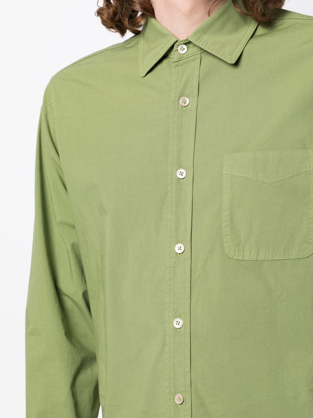 Shop Man On The Boon. Long-sleeve Cotton-blend Shirt In Green