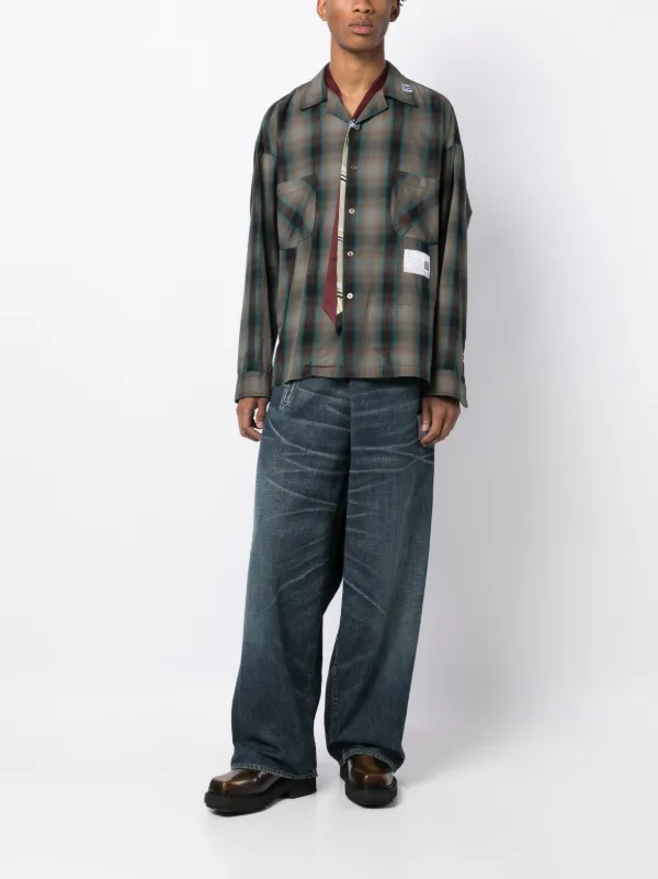 Maison Mihara Yasuhiro logo-patch plaid-check Print Shirt - Farfetch