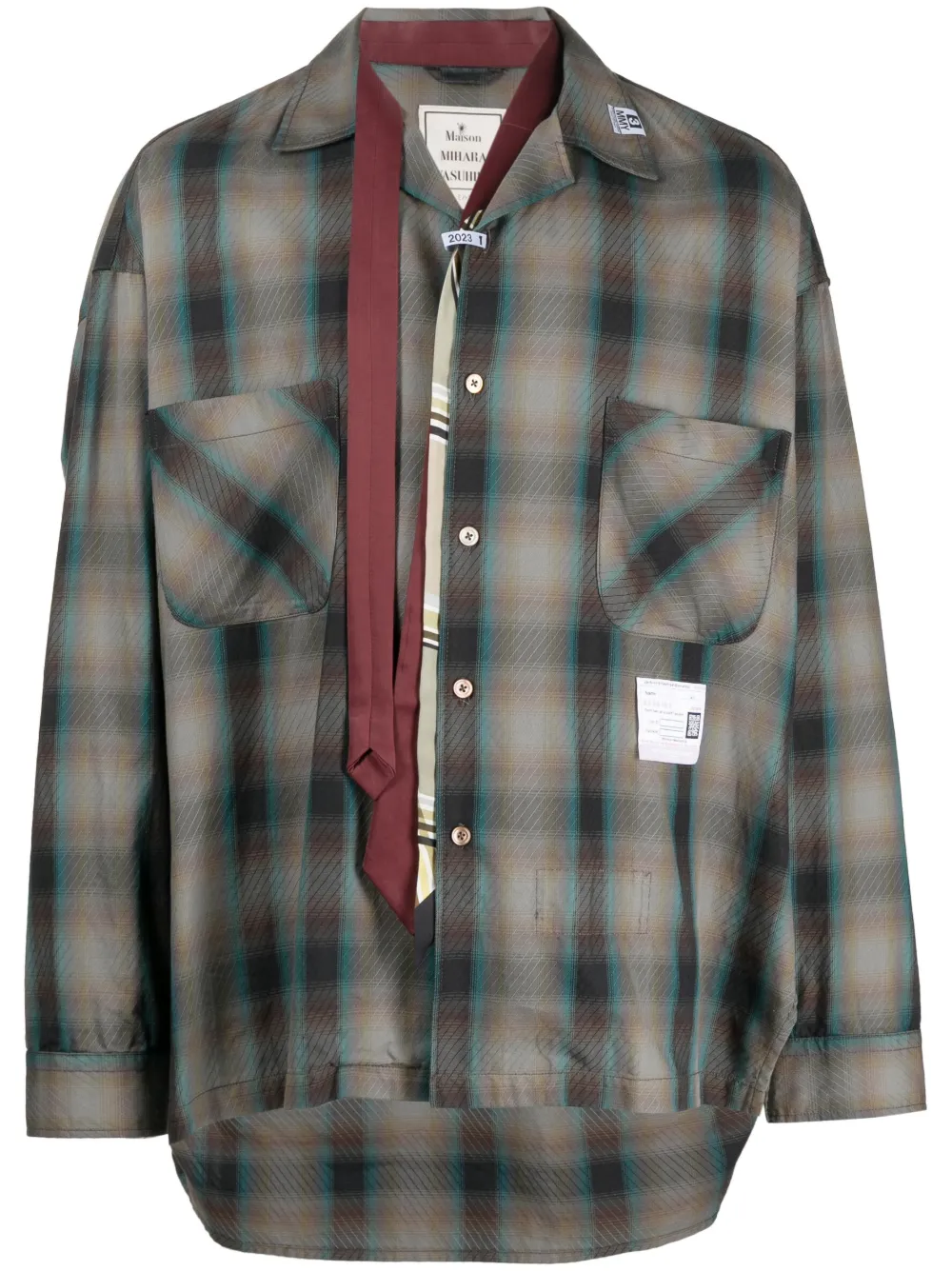 Maison Mihara Yasuhiro logo-patch plaid-check Print Shirt - Farfetch