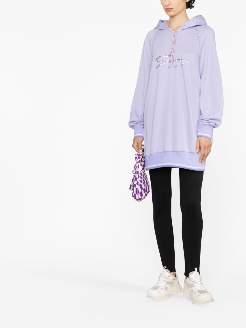 Shop Genny Logo-embellished Cotton-blend Hoodie In Purple