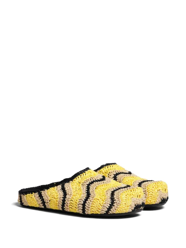 【関税込み】Marni イエロー Fussbett サボ スリッパ Yellow long hair calfskin Fussbett sabot | Marni