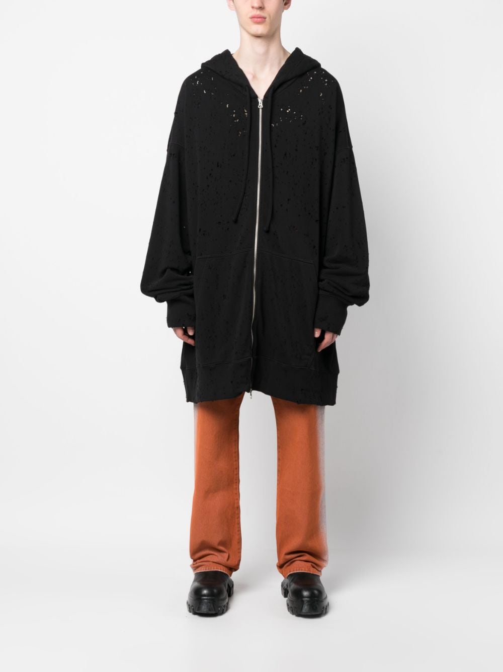 Shop Mm6 Maison Margiela Oversize Perforated Hooded Jacket In Black