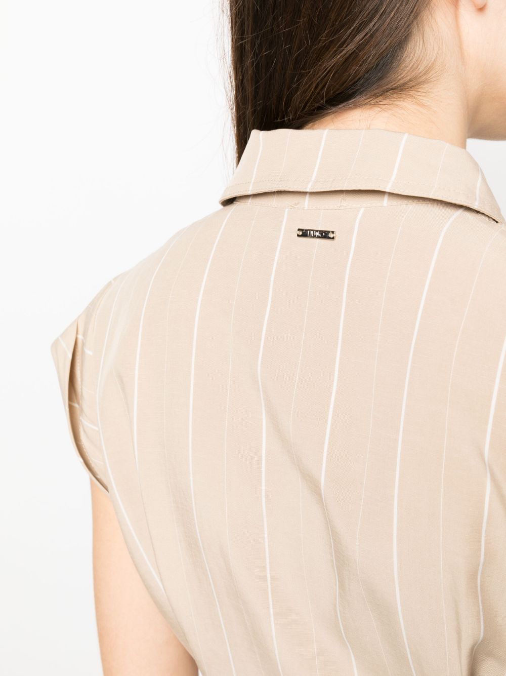 Shop Liu •jo Belted-waist Shirt Dress In Nude