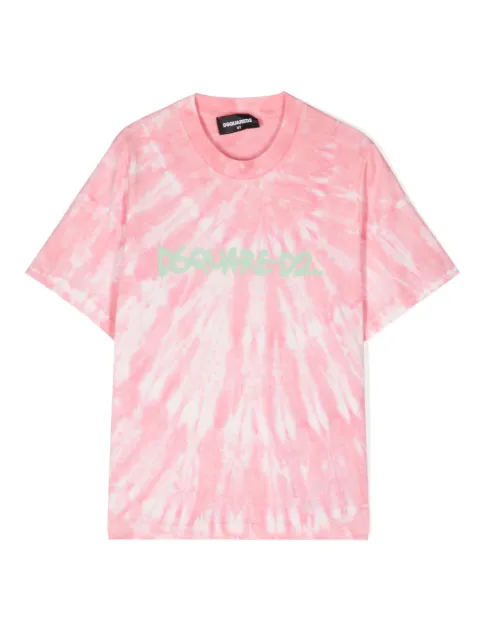 DSQUARED2 KIDS logo-print tie-dye cotton T-shirt