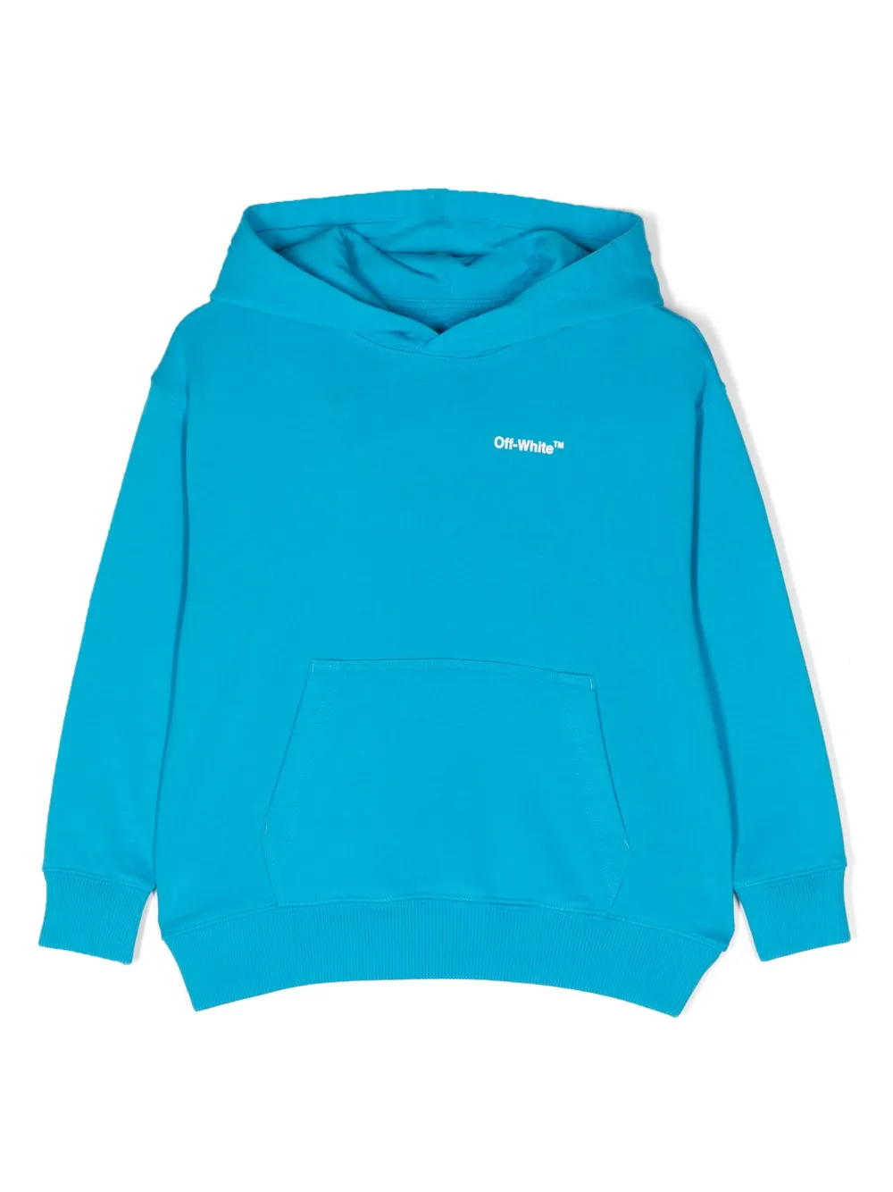 Off-white Logo-print Organic Cotton Hoodie In Blue